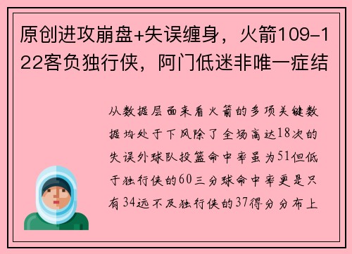 原创进攻崩盘+失误缠身，火箭109-122客负独行侠，阿门低迷非唯一症结